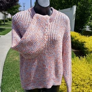 H&M Rainbow multi color knit sweater XS orange blu